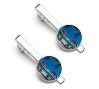 Fermacravatta da uomo con palme Oceanside nell'isola di Boracay, fermacravatta per regali di nozze aziendali, 5,5 x 2,2 cm