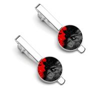 Fermacravatta da uomo divertente con l'immagine di Merry Krampus, colore argento, ideale per affari, anniversari e matrimoni (2 pezzi).