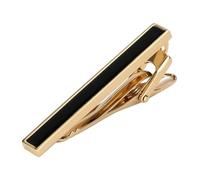 Fermacravatta da uomo, in acciaio inossidabile, con barra smaltata, per abito da smoking, camicia, gioielli, oro, nero, con scatola, 5.1 x 0.6 cm, Nessuna pietra preziosa