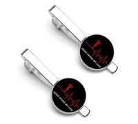 Fermacravatta da uomo Jesus Saved My Life, fermacravatta rotondo e gemelli, set per accessori di abbigliamento di lusso, 2 pezzi