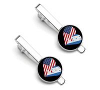 Fermacravatta Hearts America con bandiera USA e Honduras per uomo, fermacravatta rotondo e gemelli, set per accessori di abbigliamento di lusso, 2 pezzi