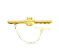 Fermacravatta in oro 18k, 55 mm, con dettaglio centrale di un timone di nave