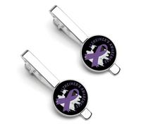 Fermacravatta per uomo con scritta "Alzheimer's Awareness", fermacravatta rotondo e gemelli, set per accessori di abbigliamento di lusso, 2 pezzi
