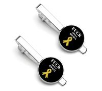 Fermacravatta per uomo con scritta "Fuck Spina Bifida Awareness", fermacravatta rotondo in argento anniversario, laurea, lavoro