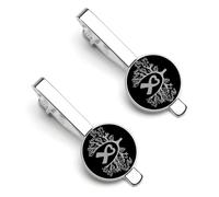 Fermacravatta per uomo per la sensibilizzazione sul cancro ai polmoni, fermacravatta rotondo e set di gemelli per accessori di abbigliamento di lusso, 2 pezzi - A0B1-1