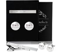Fermacravatta per uomo, personalizzato oro argento nero 3 pezzi set, metallo scatola incisa (tie-5)