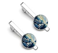 Fermacravatta "Uomo al Chiaro di Luna" - Set di 2 fermacravatte da uomo - Accessori per matrimoni, anniversari e affari