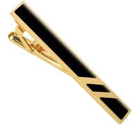 Fermacravatta Uomo Oro Design Geometrico Elegante(Gold Black) | Design geometrico sleek, ideale per abiti professionali e formali, tocco per di immediato
