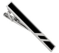 Fermacravatta Uomo Oro Design Geometrico Elegante(Silver Black) | Design geometrico sleek, ideale per abiti professionali e formali, tocco per di immediato
