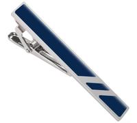 Fermacravatta Uomo Oro Design Geometrico Elegante(Silver Blue) | Design geometrico sleek, ideale per abiti professionali e formali, tocco per di immediato