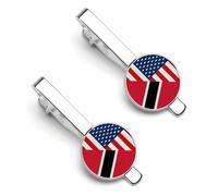 Fermacravatta vintage con bandiera di Trinidad e Tobago, 4 bandiere, per uomo, fermacravatta rotondo e gemelli, set per accessori di abbigliamento di lusso, 2 pezzi e 1 pezzo e 11 pezzi