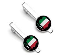 Fermacravatta vintage con bandiera italiana per uomo, fermacravatta rotondo e gemelli per accessori di abbigliamento di lusso, 2 pezzi, 1 pezzo e 6 pezzi