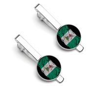 Fermacravatta vintage con bandiera nigeriana strappata e rotta per uomo, fermacravatta rotondo e gemelli per accessori di abbigliamento di lusso, 2 pezzi - O7DS