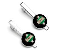 Fermacravatta vintage con bandiera nigeriana strappata e rotta per uomo, fermacravatta rotondo e gemelli per accessori di abbigliamento di lusso, 2 pezzi - RE2DSA3