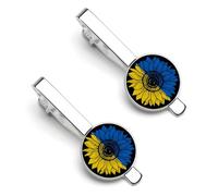 Fermacravatta vintage con bandiera ucraina e girasole per uomo, fermacravatta rotondo e gemelli, set per accessori di abbigliamento di lusso, 2 pezzi - A0B1-1