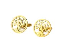Fermacravatte da Uomo 2 Pcs Tree Of Life Cufflinks Stainless Steel Shirt Sleeve Button For Men Formal Jewelry Accessory Wedding Gifts(Style A-G)
