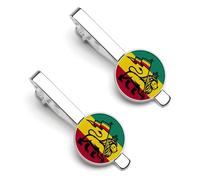 Fermacravatte da uomo con bandiera Rasta e leone, 2 pezzi, accessori classici per cravatta, clip in acciaio inossidabile