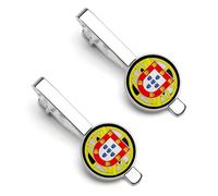 Fermacravatte da uomo con emblema del Portogallo, ideali per abiti classici e occasioni formali, 2 pezzi in acciaio inossidabile.