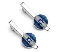 Fermacravatte da uomo con motivo glitterato a bandiera di Israele, spille da cravatta, fermacravatta classico per matrimoni, anniversari e affari