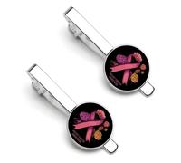 Fermacravatte da uomo con nastro simbolo della lotta contro il cancro al seno, ideali per abiti classici, 2 pezzi, in acciaio inossidabile.