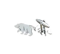 Fermacravatte da Uomo Polar Bear Gold-plated Stainless Steel Cufflinks, Waterproof And Non-fading, French Shirt Buttons, Gift For Boyfriend(Silver)