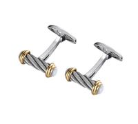 Fermacravatte da Uomo Stainless Steel Cable Design Cufflinks Silver & 18K Gold Color Shell Cufflink For Men Wedding Business Cuff Links