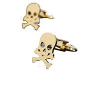 Fermacravatte da Uomo Stainless Steel Punk Pirate Skull Cufflinks Vintage Viking Skeleton Mens For Shirts Personality Rock Party Accessories(Gold-color)