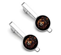 Fermacravatte Steampunk e a forma di leone per uomo, 2 pezzi, accessori classici per cravatta, clip in acciaio inossidabile