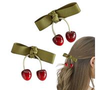 Fermagli a coccodrillo con fiocco di ciliegia, 2 fermagli a coccodrillo per ragazze, per capelli a coda di cavallo, versatili fermagli per capelli per viaggi e riunioni