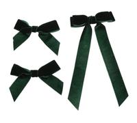 Fermagli a Fiocco in Velluto Verde, 3 Pezzi, 20x10x2,8cm | Stile da Principessa, Uso Quotidiano e Scuola, per Chioma Folti o Code di Cavallo