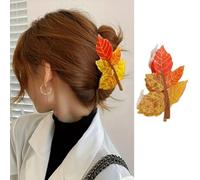 Fermagli a forma di foglia d'acero, clip per foglie autunnali, graziose clip a mascella a forma di foglia caduta, fermagli in acrilico arancione giallo, decorazione per capelli del Ringraziamento per