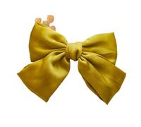 Fermagli Capelli Fiocco Elegant Double Bow Hair Clip Silk Like Pin Retro Headbands With Clips Female Ponytail Accessories Girls(Yellow)