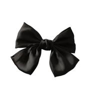 Fermagli Capelli Fiocco Elegant Double Bow Hair Clip Silk Like Pin Retro Headbands With Clips Female Ponytail Accessories Girls(Black)