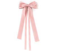 Fermagli Capelli Fiocco Solid Color Ribbon Double Bowknot Hair Clips For Women Girls Trendy Big Bow Long Tassel Silver Barrettes Pin Accessories(Pink)