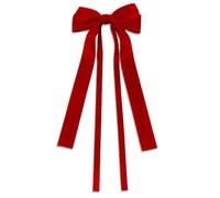 Fermagli Capelli Fiocco Solid Color Ribbon Double Bowknot Hair Clips For Women Girls Trendy Big Bow Long Tassel Silver Barrettes Pin Accessories(Red)