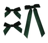 Fermagli Chioma in Velluto Fiocco Verde, 3 Pezzi per Cerimonie Eleganti | Design a Clip Superiore e Becco, Presa Sicura, Delicati sui Chioma Fini, per Code di Cavallo