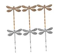 Fermagli Chioma Libellula 6 Pezzi in Metallo Vintage | Tre Argento Antico e Tre Oro, Fermagli Piccoli a Becco, per Frange e Trecce, Festa o Cosplay