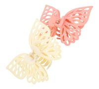 Fermagli Farfalla per Chioma, 2 Pezzi, Grandi, Beige Rosa | Ps ABS Pc, Tenuta Confortevole, Non Si Deforma Facilmente, per Chioma Lunghi e Corti, Ufficio