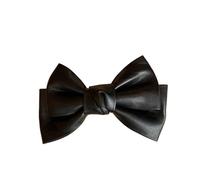 Fermagli for capelli a forma di becco d'anatra in pelle PU tinta unita for ragazze, fermagli a molla, fermagli for capelli con fiocco(Black)