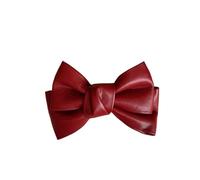 Fermagli for capelli a forma di becco d'anatra in pelle PU tinta unita for ragazze, fermagli a molla, fermagli for capelli con fiocco(Wine red)