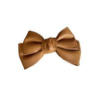 Fermagli for capelli a forma di becco d'anatra in pelle PU tinta unita for ragazze, fermagli a molla, fermagli for capelli con fiocco(Khaki)