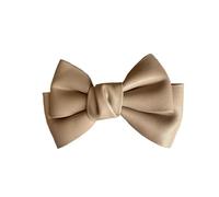 Fermagli for capelli a forma di becco d'anatra in pelle PU tinta unita for ragazze, fermagli a molla, fermagli for capelli con fiocco(Apricot)