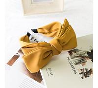 Fermagli for capelli, accessori semplici e alla moda fascia for capelli con fiocco grande a doppio strato forcina a tesa larga versione coreana copricapo in stoffa di raso femminile(Turmeric)