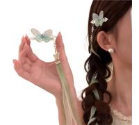 Fermagli for capelli con ciondolo nappa da 6 pezzi Moda stile cinese Belle mollette Forcine for Accessori for forcine for coda di cavallo(Green)
