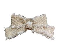 Fermagli for capelli con nappe e papillon Fermagli for capelli in cristallo di perle da donna Copricapo di gioielli di lusso da donna fatti a mano Accessori for capelli coreani(White)