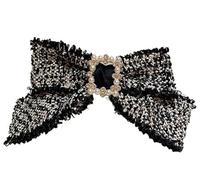 Fermagli for capelli con nappe e papillon Fermagli for capelli in cristallo di perle da donna Copricapo di gioielli di lusso da donna fatti a mano Accessori for capelli coreani(Black)