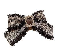 Fermagli for capelli con nappe e papillon Fermagli for capelli in cristallo di perle da donna Copricapo di gioielli di lusso da donna fatti a mano Accessori for capelli coreani(Brown)