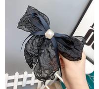 Fermagli for capelli, Corea del Sud Dongdaemun Pizzo Fiocco a bolle Forcina Nastro Perla Clip a molla Dolce bellezza Accessori eleganti for capelli, Nero