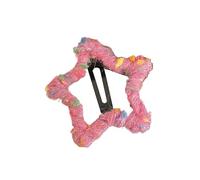 Fermagli for capelli da donna in filato lavorato a maglia a forma di stella, 2 pezzi - Clip BB for frangia e capelli spezzati(Pink)