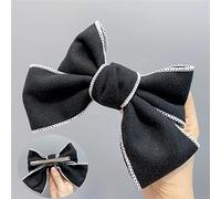 Fermagli for capelli, forcina con fiocco grande, colori dolci abbinati, versione coreana, forcina a becco d'anatra, piccola forcina profumata, clip a molla in frassino(Black duckbill clip)